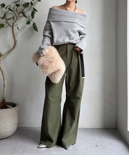 DouDou（ドゥドゥ）の「オフタートルプルオーバー（ニット/セーター・レディース・ライトグレー/ピンク/レッド/ネイビー/オフホワイト・FREE）」の18枚目の写真