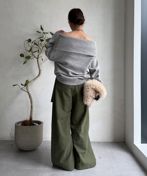 DouDou（ドゥドゥ）の「オフタートルプルオーバー（ニット/セーター・レディース・ライトグレー/ピンク/レッド/ネイビー/オフホワイト・FREE）」の19枚目の写真