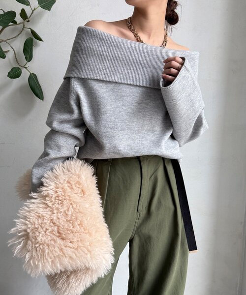 DouDou（ドゥドゥ）の「オフタートルプルオーバー（ニット/セーター・レディース・ライトグレー/ピンク/レッド/ネイビー/オフホワイト・FREE）」の20枚目の写真