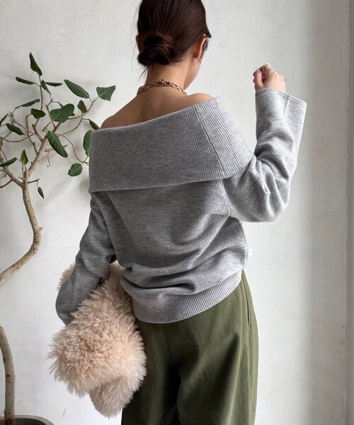 DouDou（ドゥドゥ）の「オフタートルプルオーバー（ニット/セーター・レディース・ライトグレー/ピンク/レッド/ネイビー/オフホワイト・FREE）」の22枚目の写真