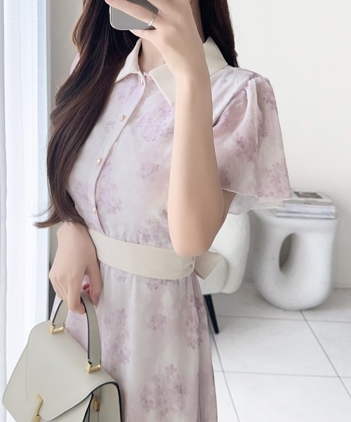 セール】【mily bilet】夏を涼む相棒ワンピ♪水彩フラワーが上品