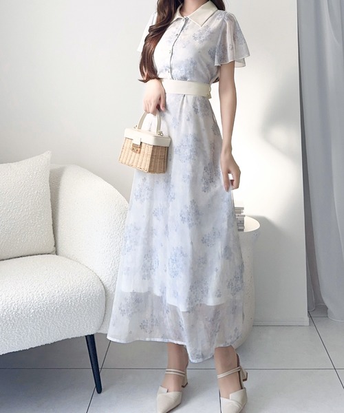 セール】【mily bilet】夏を涼む相棒ワンピ♪水彩フラワーが上品