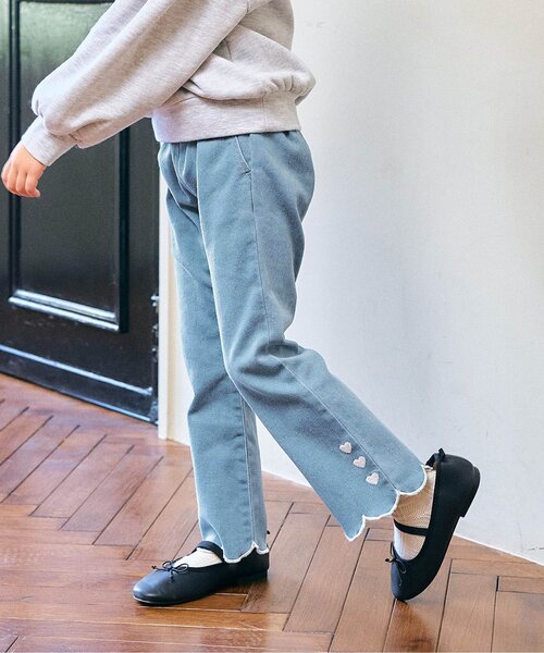 Seraph（セラフ）の「【ジュニア対応】スカラップフレアパンツ（その他パンツ・キッズ・ブルー/ブラック/チェック・80/90/100/110/120/130/140）」の2枚目の写真