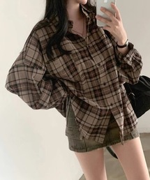 lulufa（ルルファ）の「オーバーサイズチェックシャツ/韓国 AWトレンド（シャツ/ブラウス・レディース）」