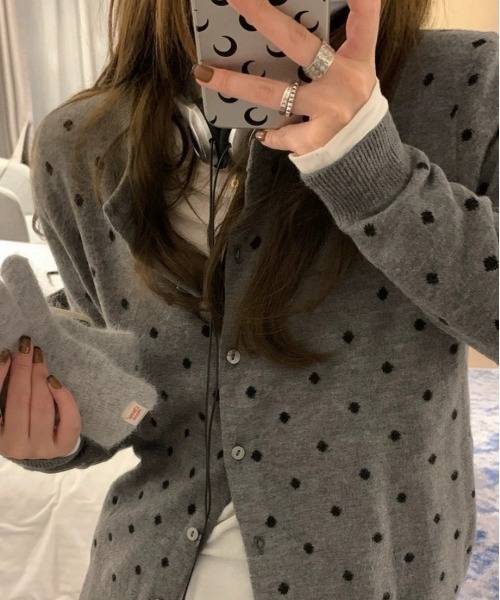 45R 45rpm★超ガーゼ水玉プリントのカーディガン　ドット柄　コットン 45R（フォーティファイブアール）の「超ガーゼ水玉プリントの