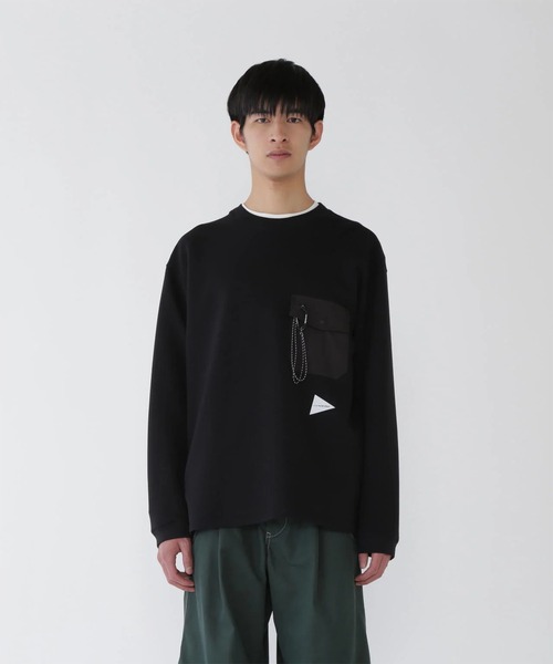 and wander ブラック トレーナー スウェット アンドワンダー and wander/アンドワンダー】airy warm pullover（スウェット）｜and