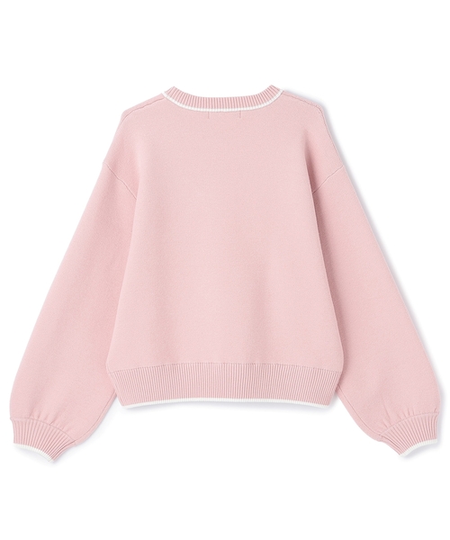 mezzo piano Junior（メゾピアノジュニア）の「ロゴジャカードニット（ニット/セーター・キッズ・ピンク/オフホワイト・L:160cm/S:140cm/M:150cm）」の3枚目の写真