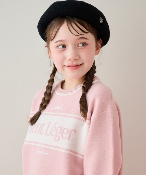 mezzo piano Junior（メゾピアノジュニア）の「ロゴジャカードニット（ニット/セーター・キッズ・ピンク/オフホワイト・L:160cm/S:140cm/M:150cm）」の11枚目の写真