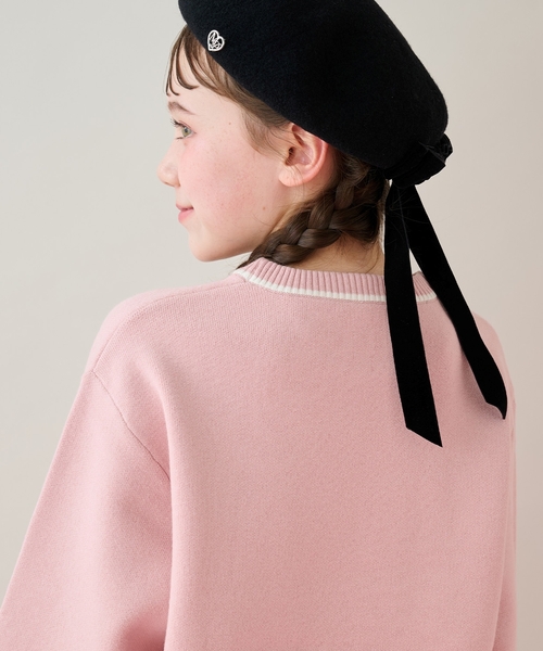 mezzo piano Junior（メゾピアノジュニア）の「ロゴジャカードニット（ニット/セーター・キッズ・ピンク/オフホワイト・L:160cm/S:140cm/M:150cm）」の12枚目の写真