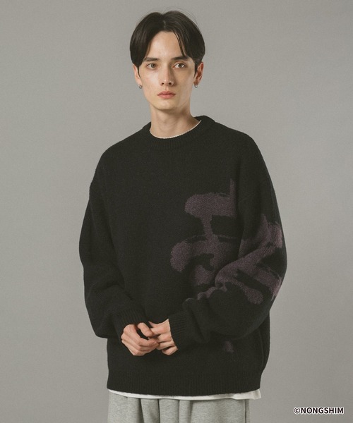 RAGEBLUE（レイジブルー）の「【辛ラーメン】コラボ/ビッグロゴニット（ニット/セーター・メンズ・ブラック/ブルー/レッド系その他・LARGE/MEDIUM）」の8枚目の写真