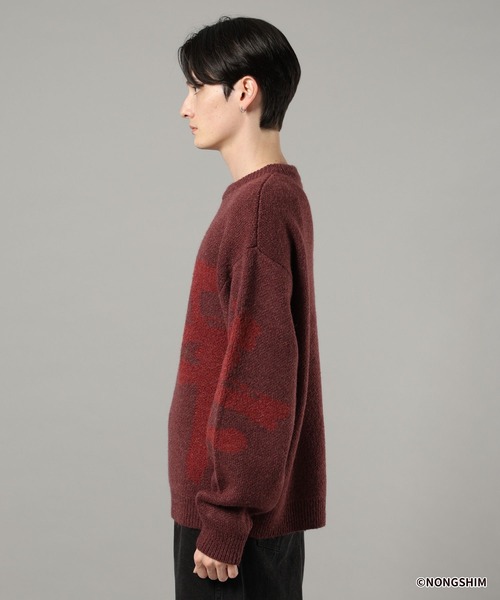 ♦︎新品♦︎CYNICAL♦︎レイヤード風 配色もちもちニット♦︎レッド♦︎ セール】【辛ラーメン】コラボ/ビッグロゴニット（ニット/セーター