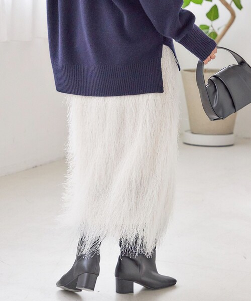 SHIPS(シップス)の「〈手洗い可能〉フリンジ スカート(スカート・レディース・オフホワイト・ONE SIZE)」の8枚目の写真