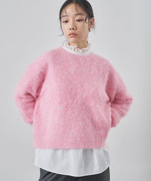 Whim Gazette（ウィムガゼット）の「スーリーアルパカクルーネックプルオーバー（ニット/セーター・レディース・ライトグレー/ピンク/モカ・FREE）」の3枚目の写真