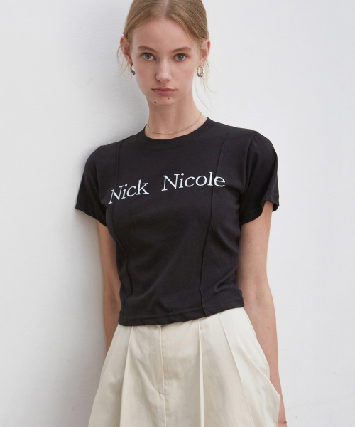 NICK&NICOLE(ニックアンドニコール)の「NICOLE PINTUCK CROP TEE_BLACK(Tシャツ/カットソー・レディース・その他・LARGE/MEDIUM)」の1枚目の写真