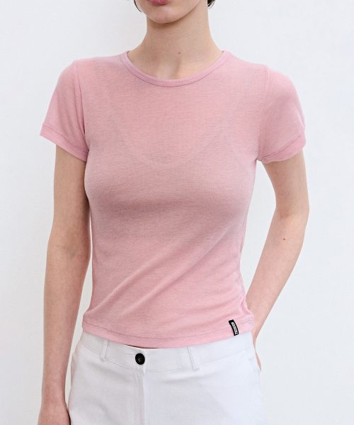 NICK&NICOLE（ニックアンドニコール）の「WOOL TENCEL HALF TEE_PINK（Tシャツ/カットソー・レディース・その他・MEDIUM/LARGE）」の2枚目の写真