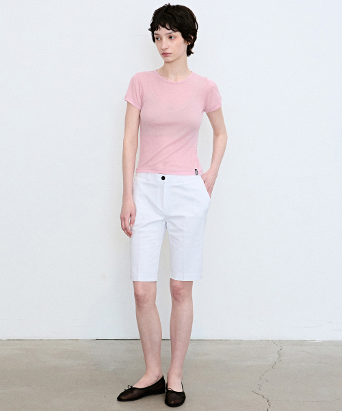 NICK&NICOLE（ニックアンドニコール）の「WOOL TENCEL HALF TEE_PINK（Tシャツ/カットソー・レディース・その他・MEDIUM/LARGE）」の4枚目の写真