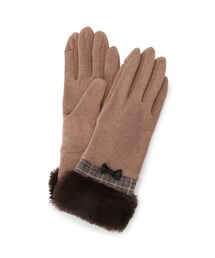 ITS'DEMO | 【手洗い可】リボン付フェイクファーカフスグローブ(手袋)