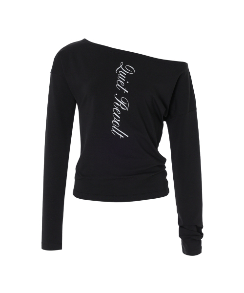 CRANK（クランク）の「レタリングオフショルダートップス_ブラック（Tシャツ/カットソー・レディース・その他・FREE）」の4枚目の写真