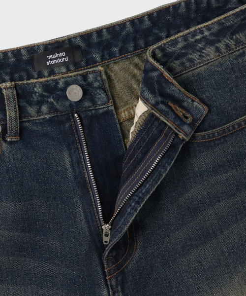 MUSINSA STANDARD（ムシンサスタンダード）の「ビッグブラシラージバルーンデニムパンツ[イエローダークブルー]（デニムパンツ・メンズ・その他・40/38/42/36/34/32/30/31/33/26/27/28/29）」の4枚目の写真