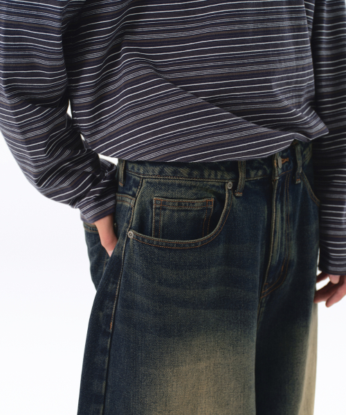 MUSINSA STANDARD（ムシンサスタンダード）の「ビッグブラシラージバルーンデニムパンツ[イエローダークブルー]（デニムパンツ・メンズ・その他・40/38/42/36/34/32/30/31/33/26/27/28/29）」の5枚目の写真