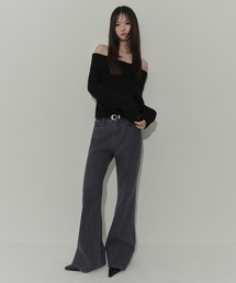 MUSINSA STANDARD WOMAN | ウィメンズピグメントパネルフレアデニムパンツ[チャコールグレー](デニムパンツ)