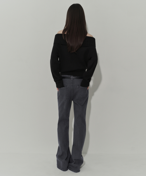 MUSINSA STANDARD WOMAN（ムシンサスタンダードウーマン）の「ウィメンズピグメントパネルフレアデニムパンツ[チャコールグレー]（デニムパンツ・レディース・その他・30/24/25/26/27/28/29）」の3枚目の写真