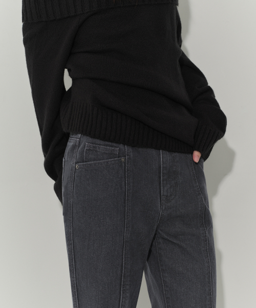 MUSINSA STANDARD WOMAN（ムシンサスタンダードウーマン）の「ウィメンズピグメントパネルフレアデニムパンツ[チャコールグレー]（デニムパンツ・レディース・その他・30/24/25/26/27/28/29）」の5枚目の写真
