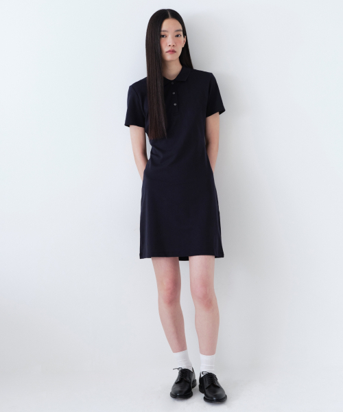 クールタンダード】レディースピケポロワンピース【ネイビー