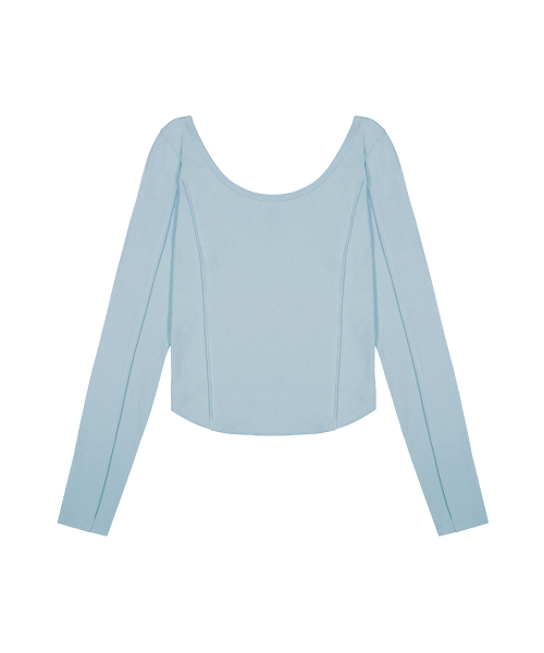 WOOALONG（ウアロン）の「OG Round Hem Long T-shirt - SKY BLUE（Tシャツ/カットソー・レディース・スカイブルー・SMALL/MEDIUM）」の3枚目の写真