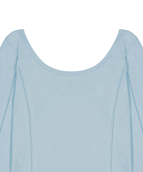 WOOALONG（ウアロン）の「OG Round Hem Long T-shirt - SKY BLUE（Tシャツ/カットソー・レディース・スカイブルー・SMALL/MEDIUM）」の4枚目の写真