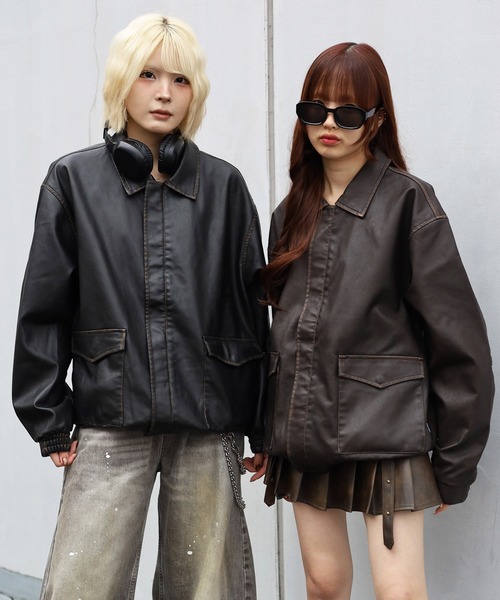 2サイズ展開 / UNISEX 》ATMARK十字架ロゴウォッシュPUレザー