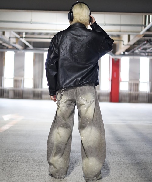 ATMARK(アットマーク)の「《2サイズ展開 / UNISEX 》ATMARK十字架ロゴウォッシュPUレザージャケット(ブルゾン・レディース・ブラック/ブラウン・M/L)」の15枚目の写真