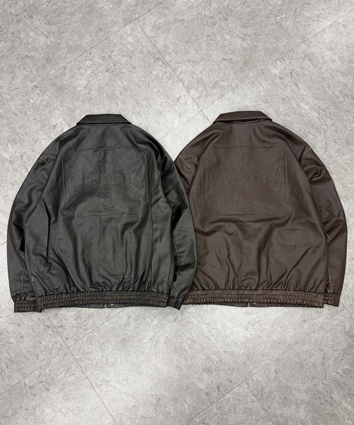 ATMARK(アットマーク)の「《2サイズ展開 / UNISEX 》ATMARK十字架ロゴウォッシュPUレザージャケット(ブルゾン・レディース・ブラック/ブラウン・M/L)」の19枚目の写真
