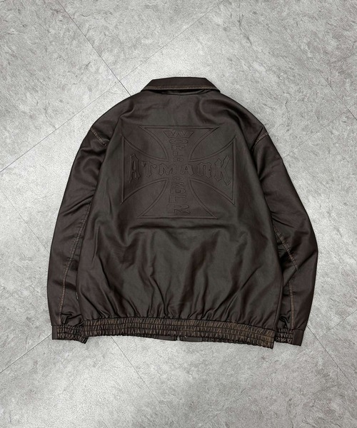 ATMARK(アットマーク)の「《2サイズ展開 / UNISEX 》ATMARK十字架ロゴウォッシュPUレザージャケット(ブルゾン・レディース・ブラック/ブラウン・M/L)」の21枚目の写真