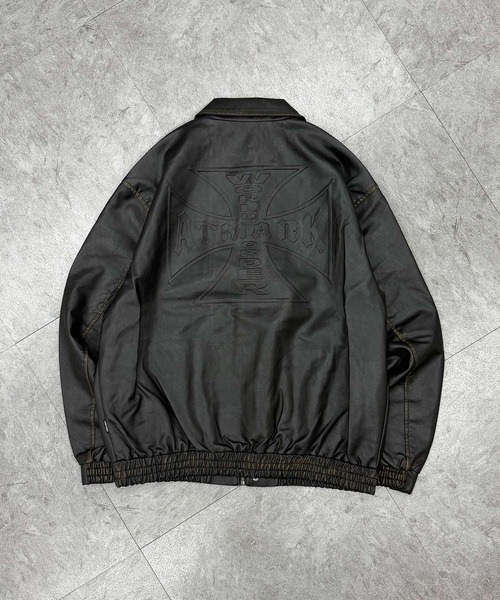 ATMARK(アットマーク)の「《2サイズ展開 / UNISEX 》ATMARK十字架ロゴウォッシュPUレザージャケット(ブルゾン・レディース・ブラック/ブラウン・M/L)」の22枚目の写真