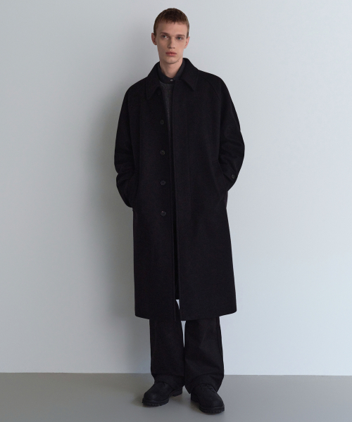 セール】FORTEX フェルトオーバーサイズバルマカンコート[ブラック