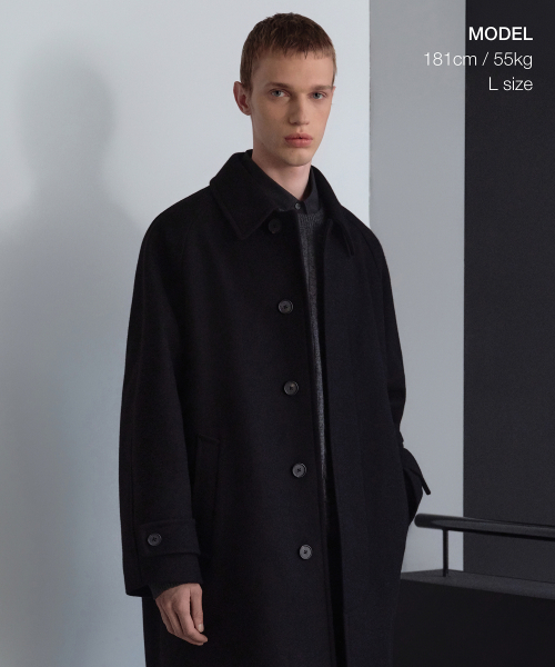 セール】FORTEX フェルトオーバーサイズバルマカンコート[ブラック