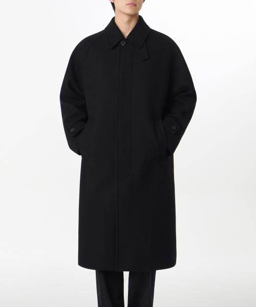 セール】FORTEX フェルトオーバーサイズバルマカンコート[ブラック