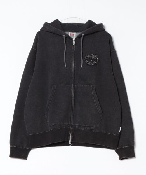 BEN DAVIS(ベンデイビス)の「【BEN DAVIS/ベンデイビス】グランジワッペン ZIPフーディー ヴィンテージ加工 裏起毛 フルジップパーカー(パーカー・メンズ・ライトグレー/ブラック・MEDIUM/LARGE/X-LARGE)」の1枚目の写真