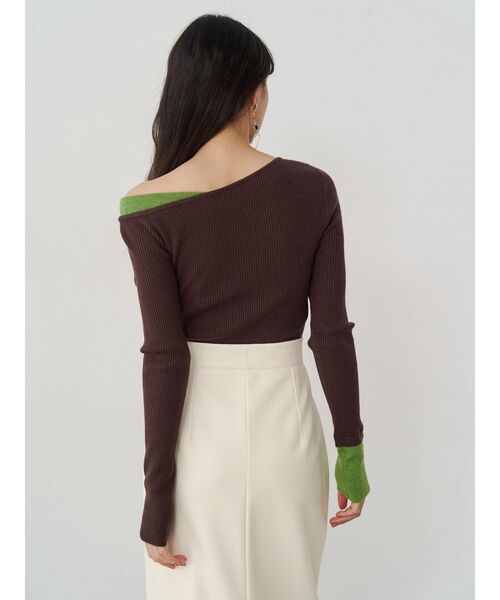 MURUA(ムルーア)の「レイヤードワンショルニット(ニット/セーター・レディース・アイボリー/グレー/ブラック/ブラウン・FREE)」の9枚目の写真