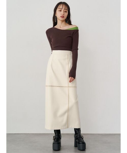 MURUA(ムルーア)の「レイヤードワンショルニット(ニット/セーター・レディース・アイボリー/グレー/ブラック/ブラウン・FREE)」の10枚目の写真