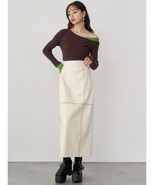 MURUA(ムルーア)の「レイヤードワンショルニット(ニット/セーター・レディース・アイボリー/グレー/ブラック/ブラウン・FREE)」の11枚目の写真