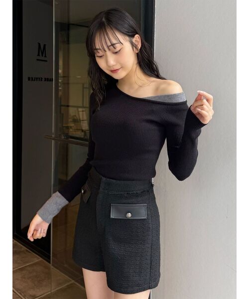 MURUA(ムルーア)の「レイヤードワンショルニット(ニット/セーター・レディース・アイボリー/グレー/ブラック/ブラウン・FREE)」の17枚目の写真