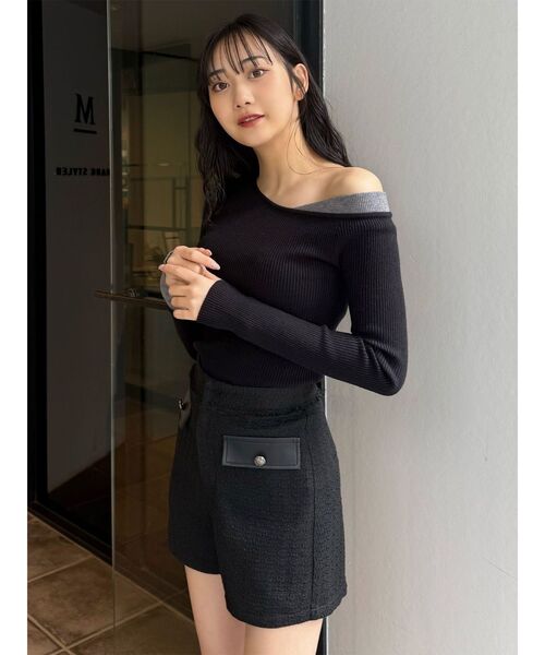 MURUA(ムルーア)の「レイヤードワンショルニット(ニット/セーター・レディース・アイボリー/グレー/ブラック/ブラウン・FREE)」の18枚目の写真