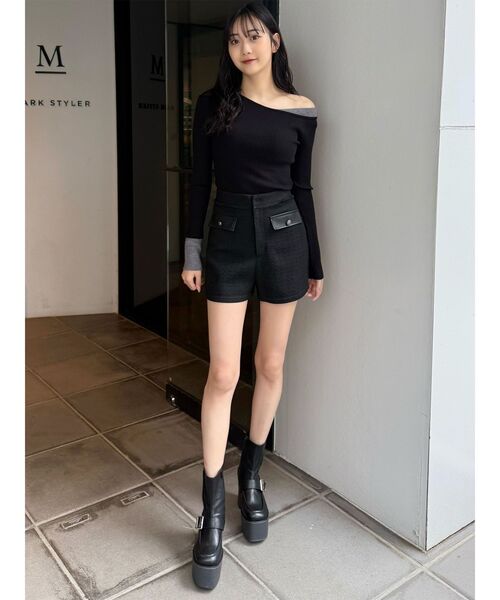 MURUA(ムルーア)の「レイヤードワンショルニット(ニット/セーター・レディース・アイボリー/グレー/ブラック/ブラウン・FREE)」の19枚目の写真