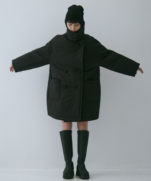 STUDIOUS（ステュディオス）の「【STUDIOUS/ステュディオス】PADDED BUTTON COAT/パデッドボタンコート/軽アウター/中綿コート（その他アウター・レディース・ブラウン/ブラック・FREE）」の4枚目の写真