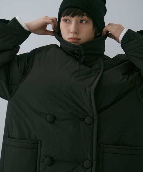 STUDIOUS（ステュディオス）の「【STUDIOUS/ステュディオス】PADDED BUTTON COAT/パデッドボタンコート/軽アウター/中綿コート（その他アウター・レディース・ブラウン/ブラック・FREE）」の6枚目の写真