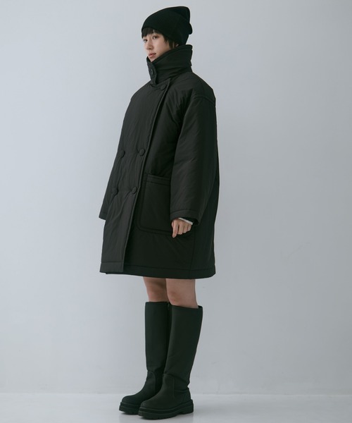 STUDIOUS（ステュディオス）の「【STUDIOUS/ステュディオス】PADDED BUTTON COAT/パデッドボタンコート/軽アウター/中綿コート（その他アウター・レディース・ブラウン/ブラック・FREE）」の9枚目の写真