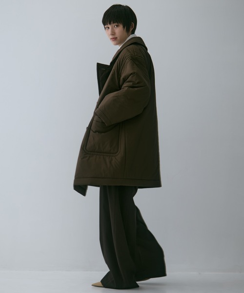 STUDIOUS（ステュディオス）の「【STUDIOUS/ステュディオス】PADDED BUTTON COAT/パデッドボタンコート/軽アウター/中綿コート（その他アウター・レディース・ブラウン/ブラック・FREE）」の12枚目の写真