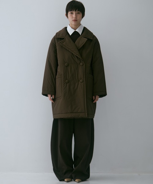 STUDIOUS（ステュディオス）の「【STUDIOUS/ステュディオス】PADDED BUTTON COAT/パデッドボタンコート/軽アウター/中綿コート（その他アウター・レディース・ブラウン/ブラック・FREE）」の14枚目の写真